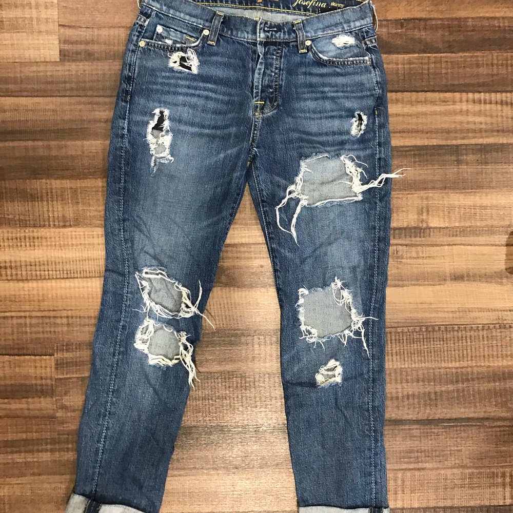 7 For All Mankind Destroyed Bootcut Jeans - Picture 3 of 4